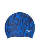 Speedo - Long Hair Printed Swim Cap - Blue/Navy - Product Front