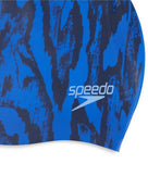Speedo - Long Hair Printed Swim Cap - Blue/Navy - Logo