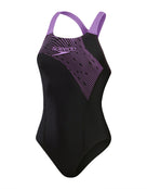 Speedo - Medley Logo Medalist Swimsuit - Black/Purple - Product Front