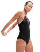 Speedo - Medley Logo Medalist Swimsuit - Black/Purple - Model Side