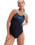 Speedo - Medley Logo Medalist Swimsuit - Navy/Blue - Model Front