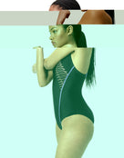 Medley Logo Swimsuit - Black/Peach Orange/Purple