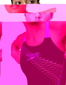 Medley Logo Swimsuit - Black/Peach Orange/Purple