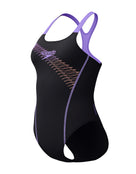 Speedo - Medley Logo Swimsuit - Black/Peach Pink/Purple - Product Front