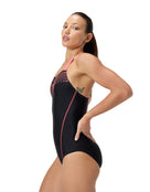 Medley Logo Medalist Swimsuit - Black/Coral Orange
