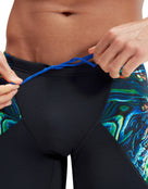 Speedo-Mens Placement Digital-V-Cut-Jammer-black/blue-Drawstring-Waist