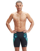 Speedo-Mens Placement Digital-V-Cut-Jammer-black/blue-Front-Model