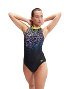 Speedo - Placement Hydrasuit Swimsuit -Black/Purple - Model Front