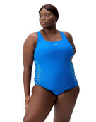 Speedo - Placement Medalist Swimsuit - Blue/Plus Size - Model Front