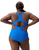 Speedo - Placement Medalist Swimsuit - Blue/Plus Size - Model Back
