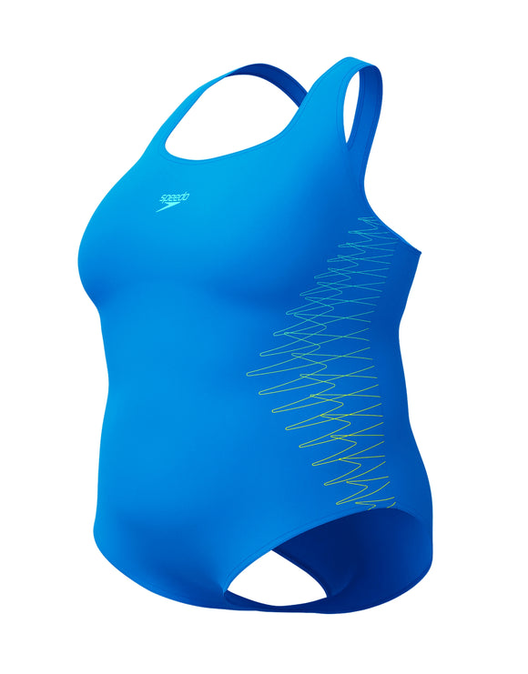 Speedo Placement Medalist Swimsuit - Blue/Plus Size | Simply Swim ...
