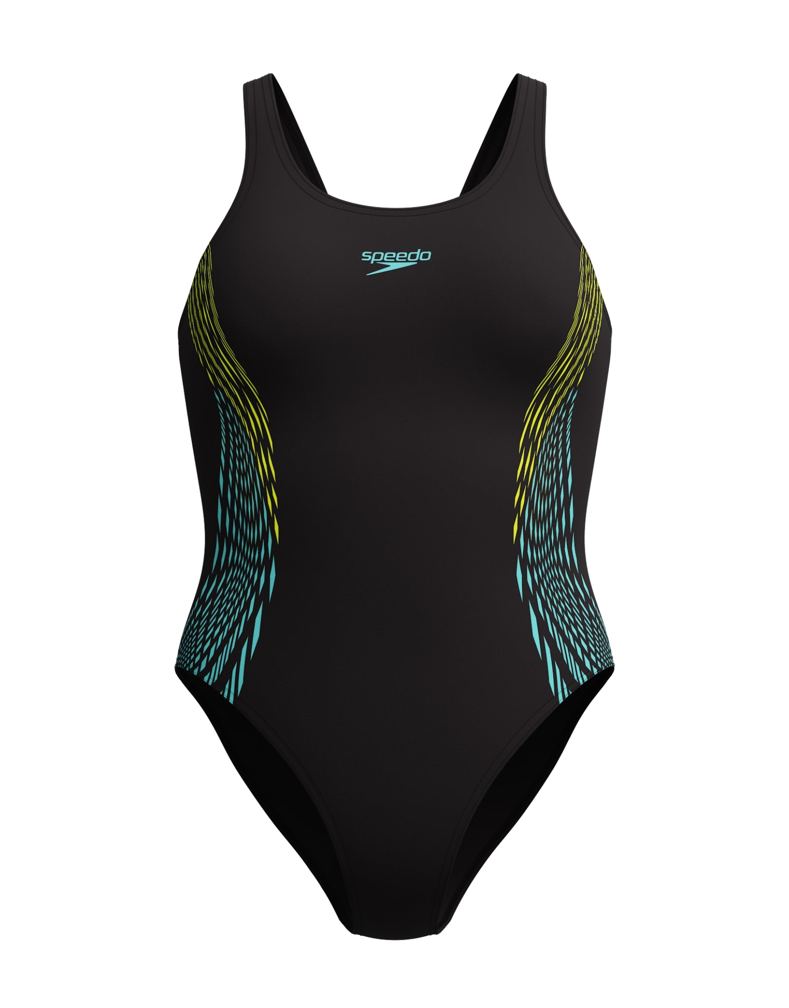 Speedo Back Types Speedo Placement Muscleback Swimsuit - Black/Yellow | Simply Swim ...