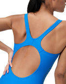 Speedo - Placement Muscleback Swimsuit - Blue - Model Back Close Up