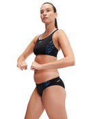 Speedo - Placement Racerback 2 Piece Swimsuit - Black/Blue - Model Side