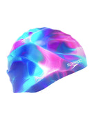 Printed Silicone Swimming Cap - Blue/Pink