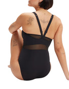 Speedo - Shaping LuniaGlow Swimsuit - Black - Model Back Close Up