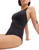 Speedo - Shaping LuniaGlow Swimsuit - Black - Model Side Close Up