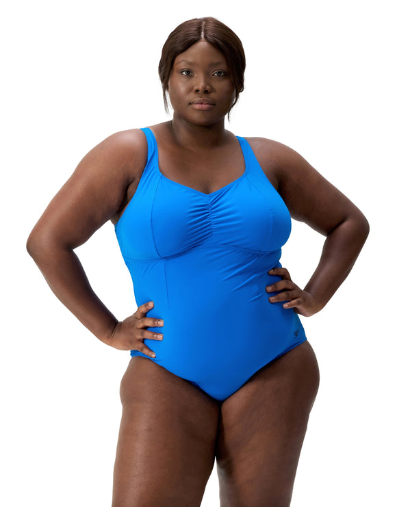 Speedo - Shaping Aquanite Swimsuit - Bright Blue/Plus Size - Model Front
