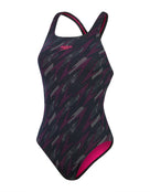Speedo - Hyperboom Allover Medalist Swimsuit - Black/Pink - Product Front