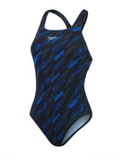 Speedo - Hyperboom Allover Medalist Swimsuit - Black/Blue - Product Front