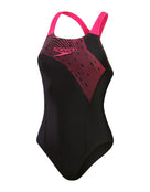 Speedo - Medley Logo Medalist Swimsuit - Black/Pink - Product Front