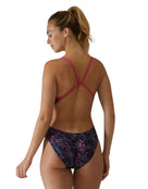 TYR - Stipple Durafast Elite Cutoutfit Swimsuit - Petunia Pink/Multi - Model Back