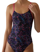 TYR - Stipple Durafast Elite Cutoutfit Swimsuit - Petunia Pink/Multi - Model Front Close Up