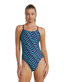 TYR - Dragonflyte Durafast Elite Cutoutfit Swimsuit - Navy/Green - Model Front