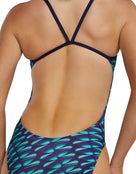 TYR - Dragonflyte Durafast Elite Cutoutfit Swimsuit - Navy/Green - Model Back Close Up