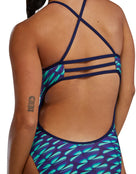 TYR - Dragonflyte Trinity Fit Swimsuit - Navy/Green - Model Back Close Up