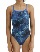 TYR - Girls Diploria Diamondfit Swimsuit - Blue/Green - Model Front