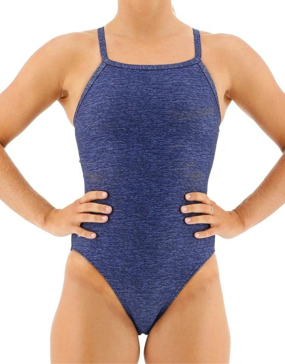 TYR - Girls Lapped Diamondfit Swimsuit - Navy - Model Front