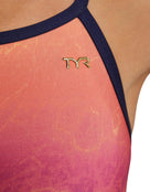 TYR - Infrared Durafast Elite Diamondfit Swimsuit - Navy/Multi - Logo Close Up