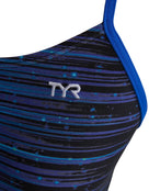 TYR - Speedwarp Durafast Elite Cutoutfit Swimsuit - Blue - Logo Close Up
