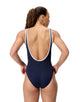 Speedo - Textured Bound Deep Scoop Swimsuit - Navy/White - Model Front