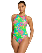 Zoggs - Undersea Magic Green Thermal Lined Crossback Swimsuit - Green/Multi - Model Front/Side