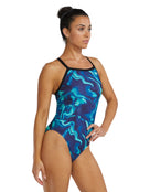 TYR - Waveform Durafast Elite Diamondfit Swimsuit - Blue/Green - Model Side