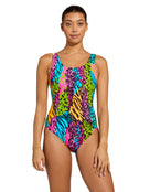 Zoggs - Wild Mix Thermal Lined Scoopback Swimsuit - Multi - Model Front