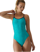 TYR - Lapped Durafast Elite TrinityFit Swimsuit - Teal - Model Front