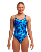Funkita - You Blued Diamond Back Swimsuit - Blue - Model Front