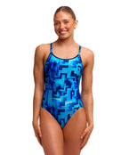 Funkita - You Blued Diamond Back Swimsuit - Blue - Model Front/Side