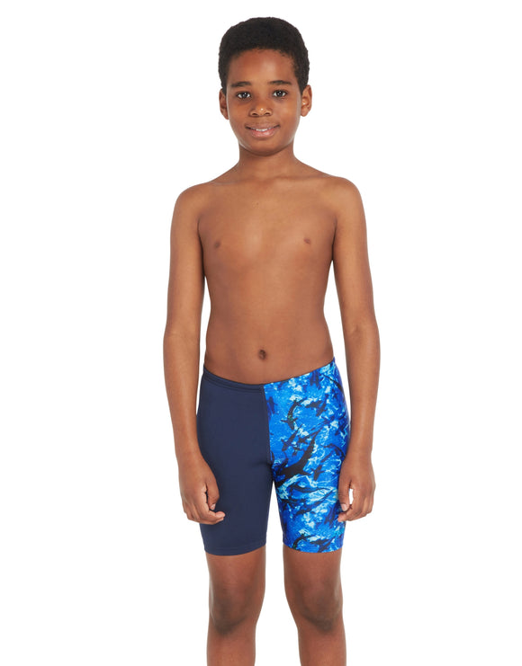 Zoggs - Boys Abyss Mid Swim Jammer - Navy/Blue - Model Front