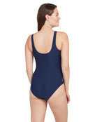 Zoggs - Womens Biarritz Scoopback Swimsuit - Navy/Multi - Model Back