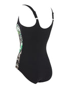 Zoggs - Womens Botanica Adjustable Scoopback Swimsuit - Black/Green - Product Back