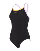 Zoggs - Womens Cannon Strike Back Swimsuit - Black/Lilac/Coral - Product Front