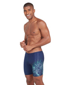 Zoggs - Mens Cortex Mid Swim Jammer - Navy/Green - Model Front/Side