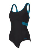 Zoggs - Womens Dakota Crossback Swimsuit - Black/Green - Product Front