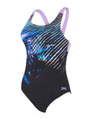 Zoggs - Womens Downtown Speedback Swimsuit - Black/Blue - Product Front