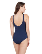 Zoggs - Womens Enigma Adjustable Scoopback Swimsuit - Navy/Multi - Model Back