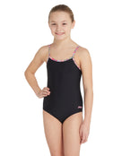 Zoggs - Girls Heavenly Front Lined Classicback Swimsuit - Black/Multi - Model Front
